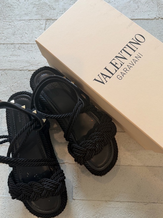 Valentino Garavani Shoes - Valentino Garavani Black Braided Rope Sandals
